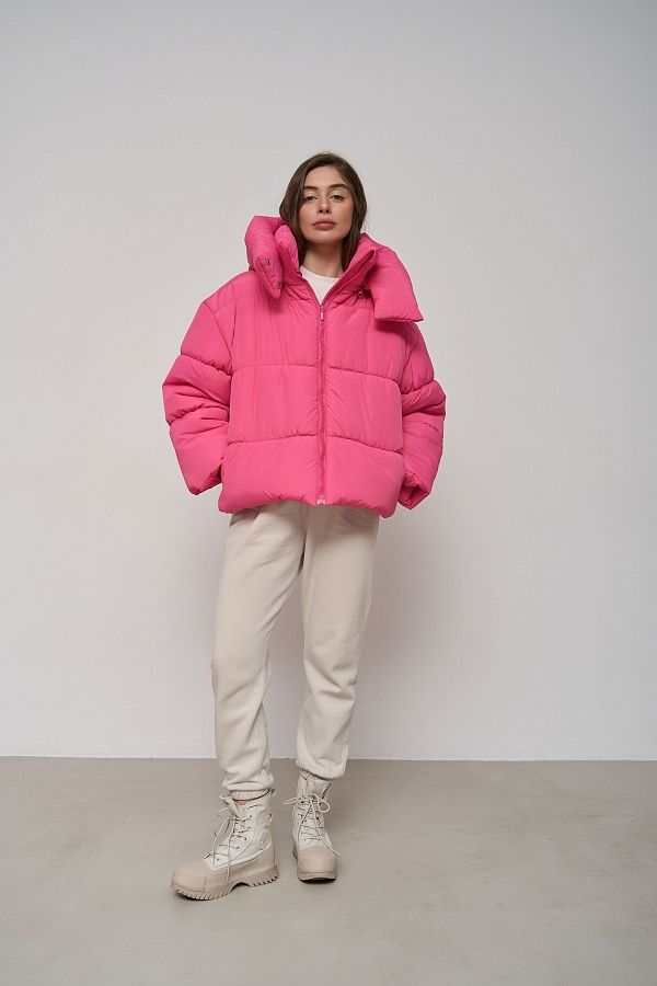 Pink cropped coat with zipper KR01103 #RU#  KR01103 № 1