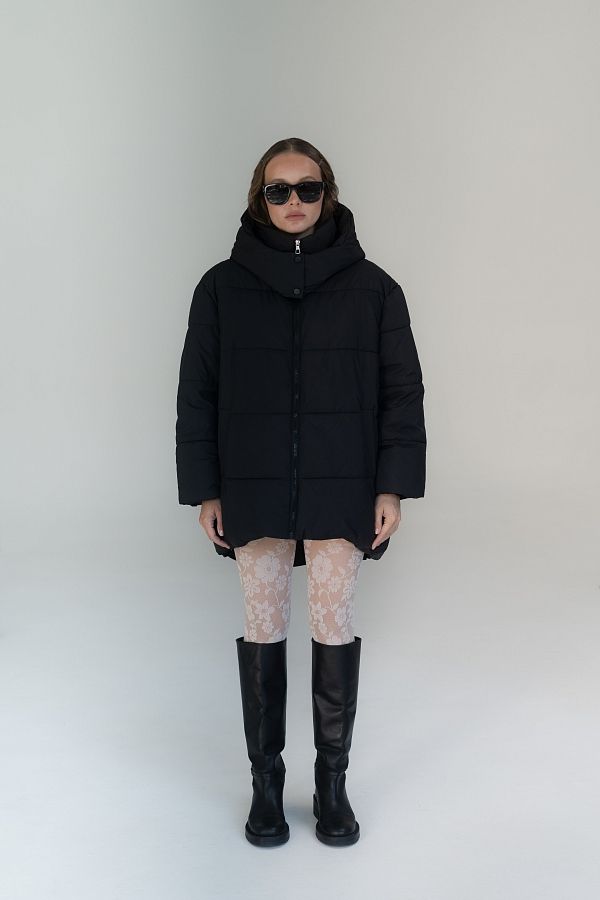 Lengthened black down jacket with hood 240907/1 #RU#  240907/1 № 3