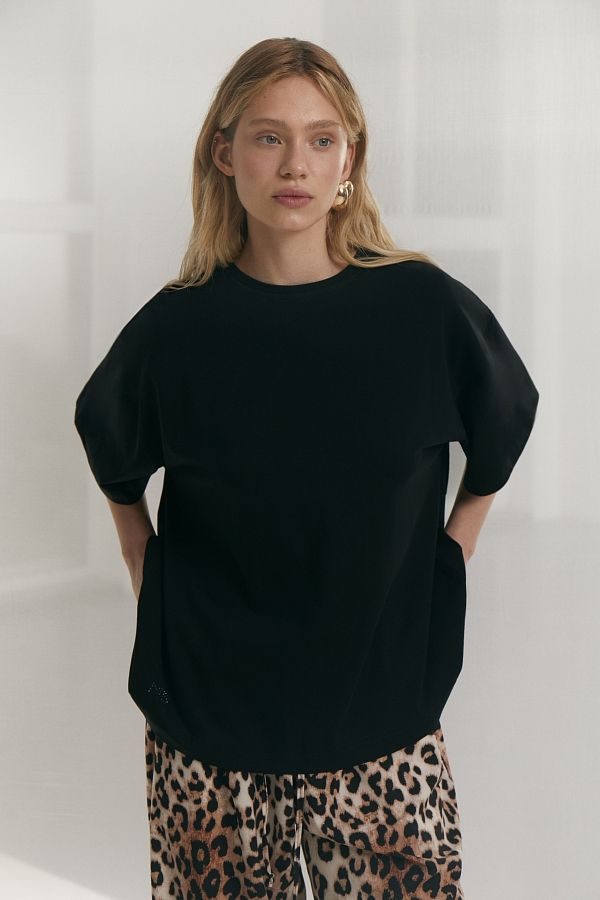 T-shirt with rhinestones black FB202411/2 #RU#  FB202411/2 № 1