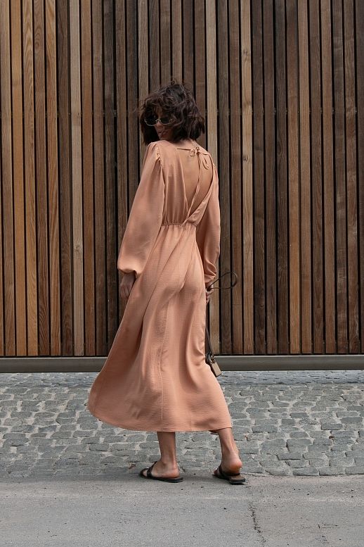 Open back maxi dress in brick kolour - №2