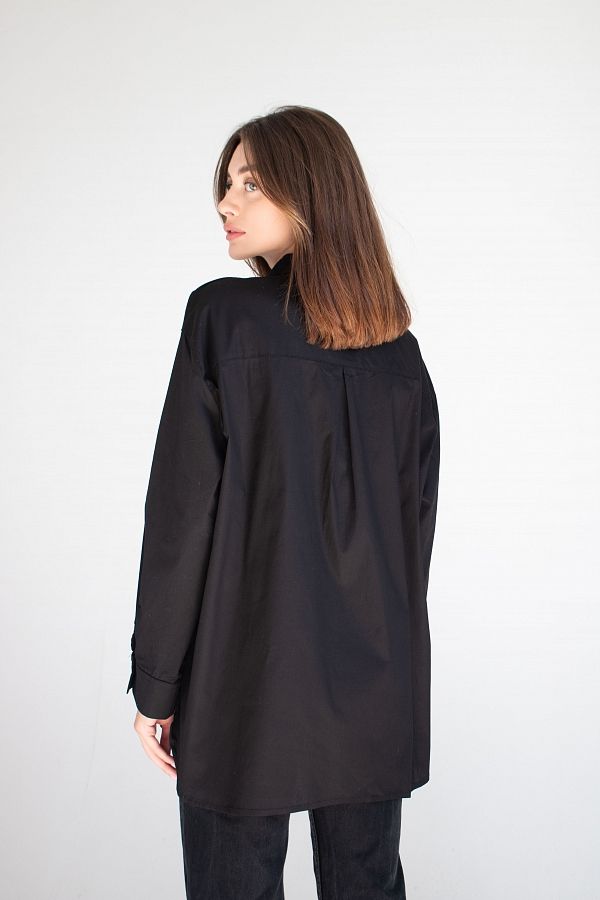 Classic black cotton shirt  MBSCH001/7 #RU# Klasyczna, bawełniana koszula w czarnym kolorze MBSCH001/7 № 5