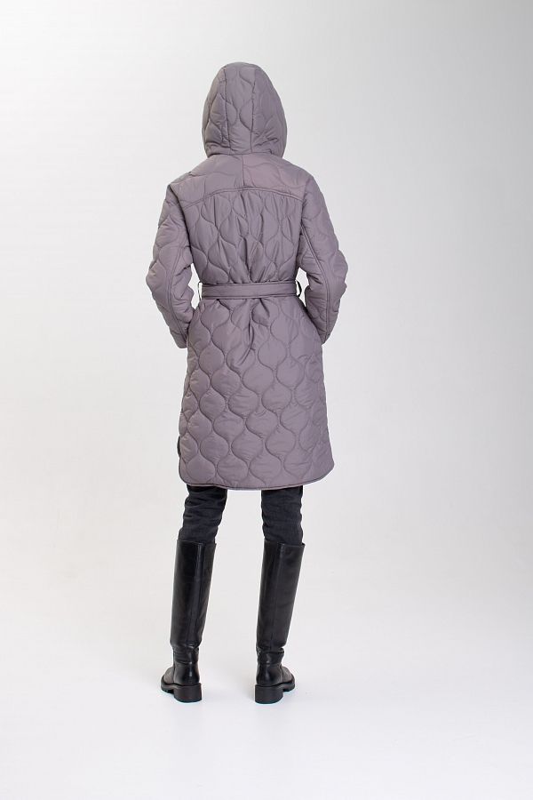 Grey quilted coat with hood MBPT002/2 #RU# Pikowana kurtka z kapturem marki Serai MBPT002/2 № 2