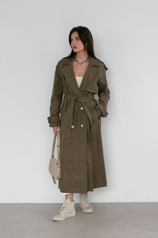 Haki cotton trench C0221 - №2