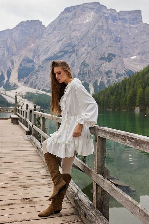 Mini dress with flounces