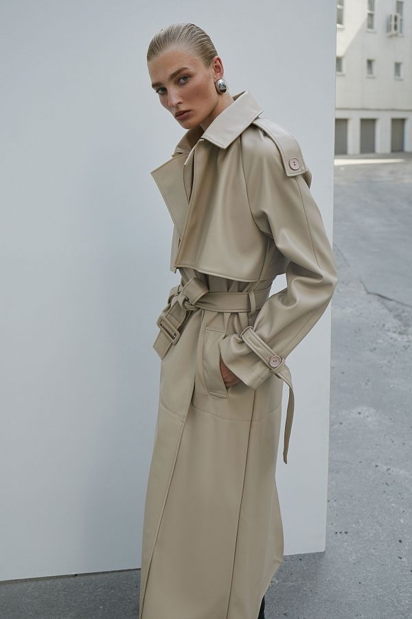 Light beige eco-leather trench coat on suede С0321/22 #RU#  С0321/22 № 2