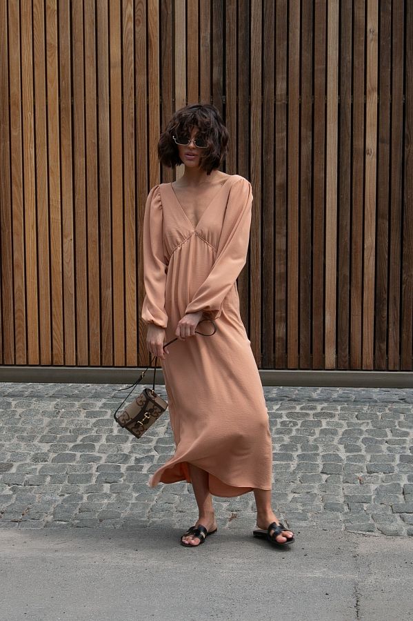 Open back maxi dress in brick kolour MBPL003/4 № 1