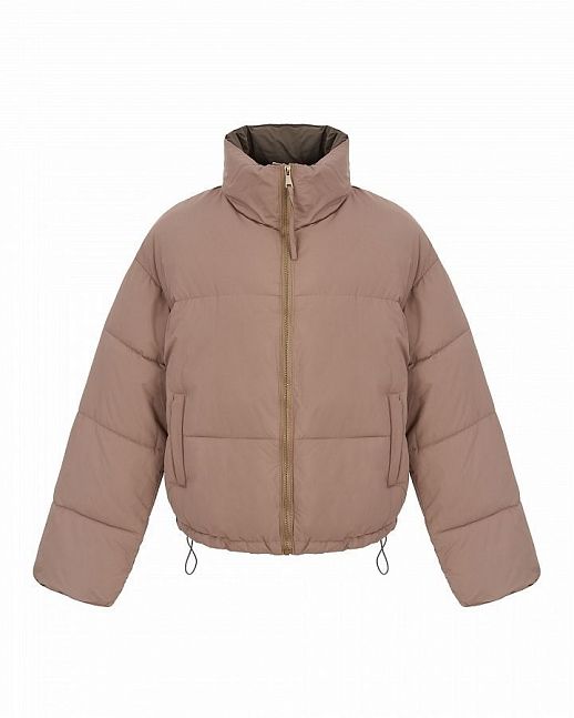 Short two-sided down jacket beige