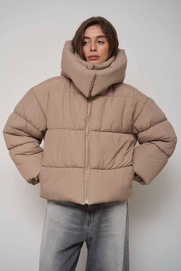 Beige cropped coat with zipper KR01105 #RU#  KR01105 № 4