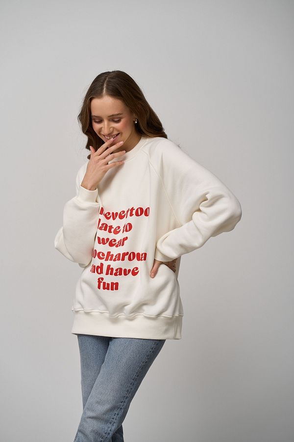 Ivory sweatshirt with print SV01/5 #RU#  SV01/5 № 2