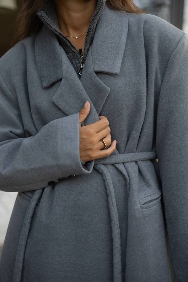 Belt-stripe maxi overcoat  #RU#   № 2