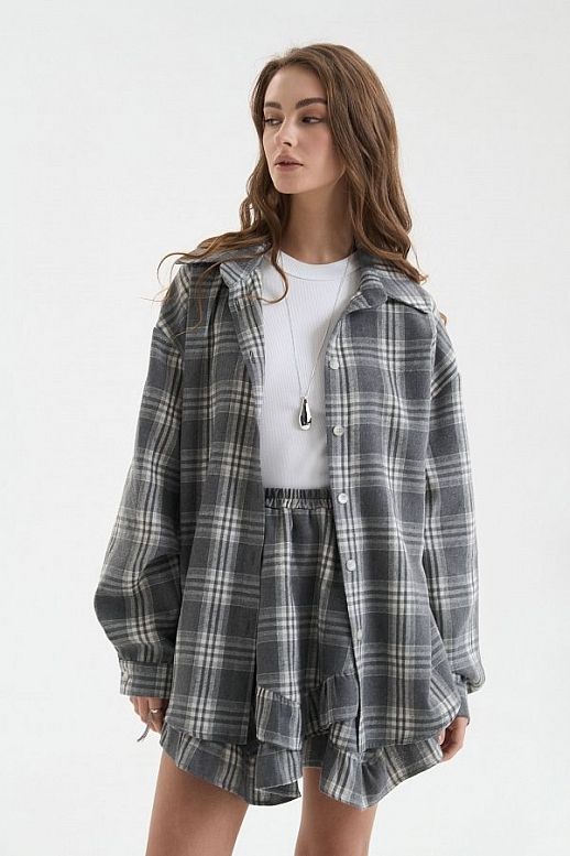 Oversized plaid shirt grey