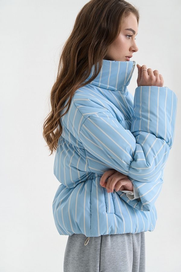 Short coat with collar blue with stripes coat25/1 #RU#  coat25/1 № 4