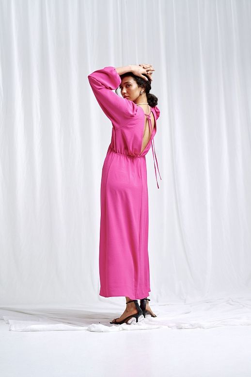 Open back maxi dress in pink colour - №2