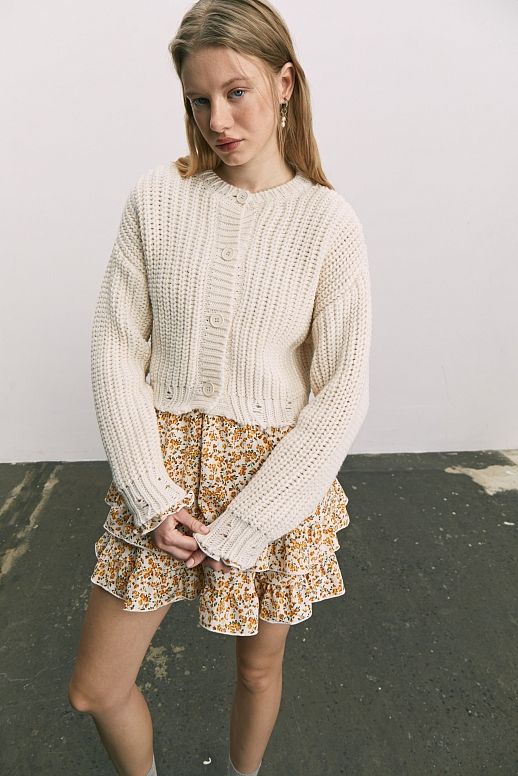 Beige trimmed cardigan