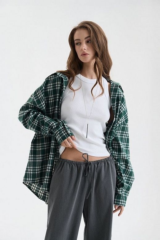 Oversized plaid shirt green