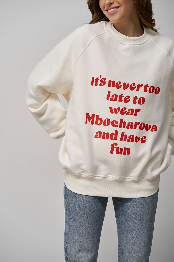 Ivory sweatshirt with print SV01/5 #RU#  SV01/5 № 1