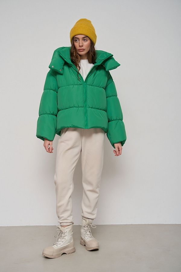 Green cropped coat with zipper KR01106 #RU#  KR01106 № 2