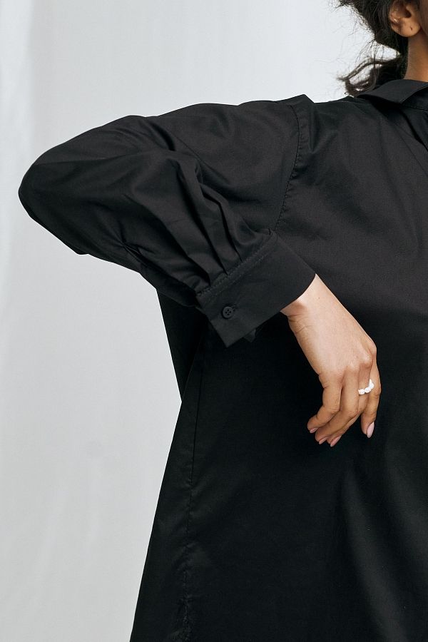 Classic black cotton shirt  MBSCH001/7 #RU# Klasyczna, bawełniana koszula w czarnym kolorze MBSCH001/7 № 4