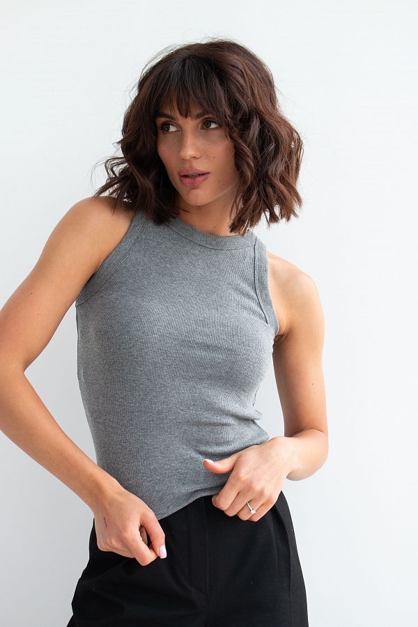 Ribbed  grey T-shirt MA4113/2 #RU# Blizna na koszulce jest ciemnoszara MA4113/2 № 2