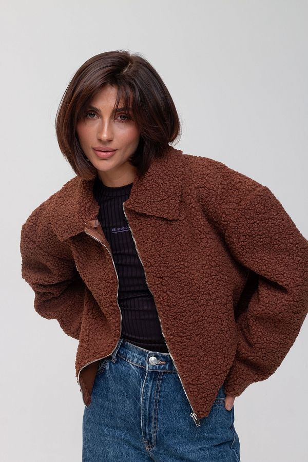 Brown fur jacket SHB03 #RU#  SHB03 № 4