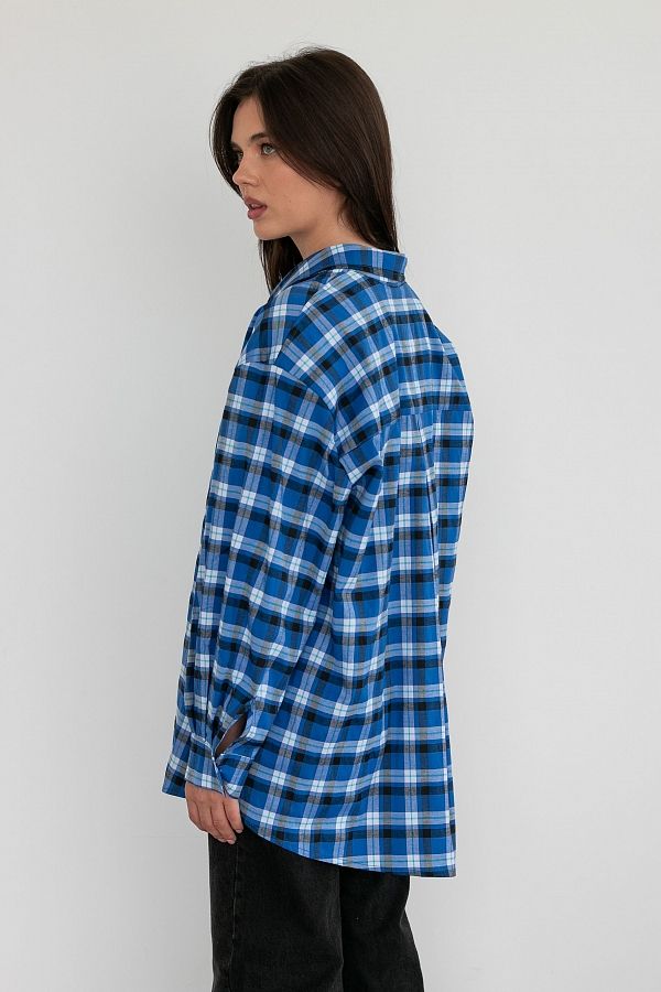 Classic cotton shirt in navy blue colour MBSCH001 #RU# Klasyczna, bawełniana koszula w niebieską kratę MBSCH001 № 5