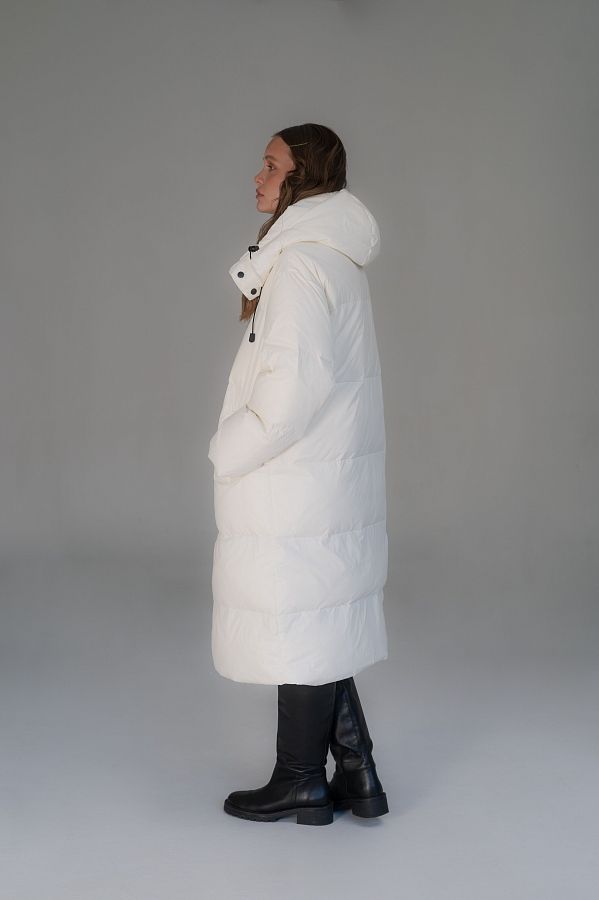Long ivory down jacket with hood  240906/2 #RU#  240906/2 № 3