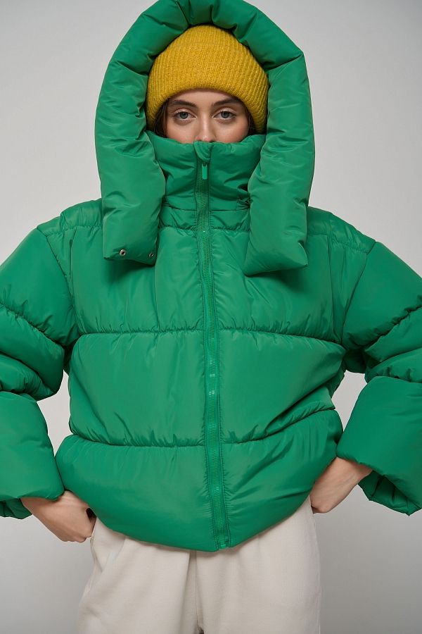 Green cropped coat with zipper KR01106 #RU#  KR01106 № 5