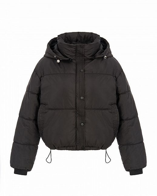 Short down jacket with hood black