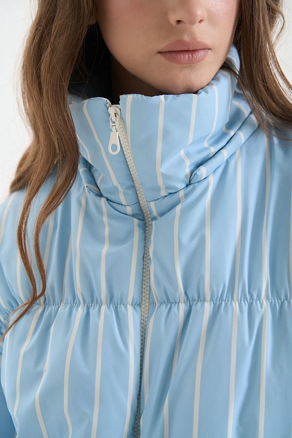 Short coat with collar blue with stripes coat25/1 #RU#  coat25/1 № 6