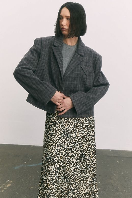 Blazer on buttons in dark gray plaid - №2