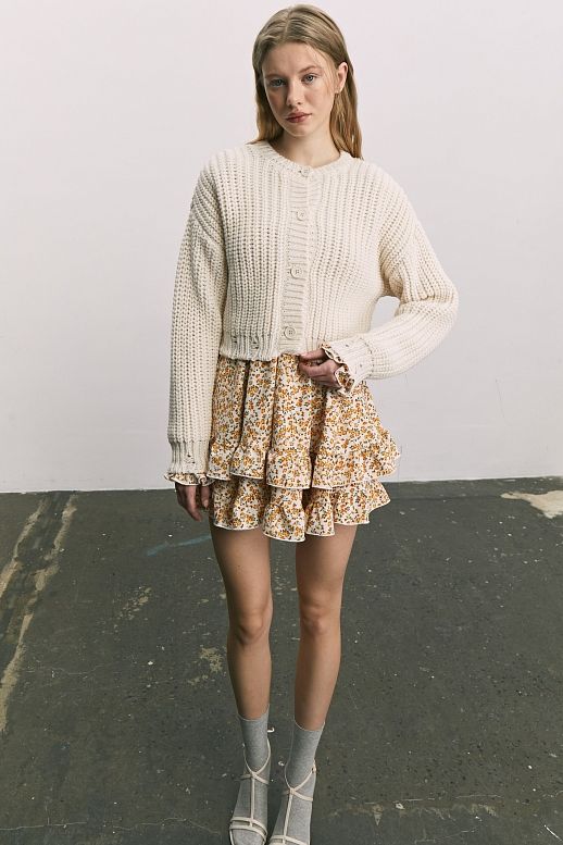 Beige trimmed cardigan - №2